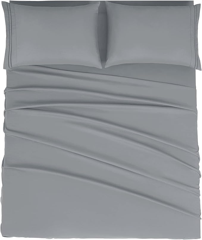 Mejoroom California King Size Sheet Set - Soft Microfiber Bed Sheets,Deep Pocket Fitted Sheet, Breathable, Wrinkle & Fade Resistant - 4 Piece (California King, Gray)