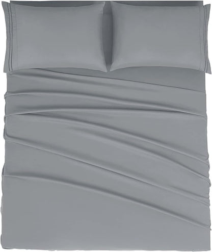 Mejoroom California King Size Sheet Set - Soft Microfiber Bed Sheets,Deep Pocket Fitted Sheet, Breathable, Wrinkle & Fade Resistant - 4 Piece (California King, Gray)