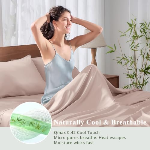 Bamboo Viscose Sheet Set Twin Size, Cooling Sheets Bed Set 3pcs