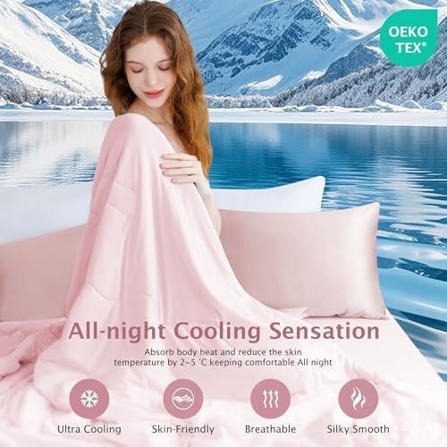BEAUTEX Cooling Comforter King Size Cool Blanket for Hot Sleepers(Pink)