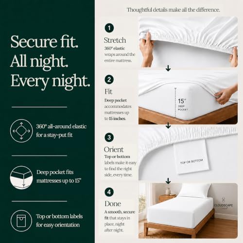 Cloud Scape Millennium Series White 100% Egyptian Cotton Sheet Twin Size
