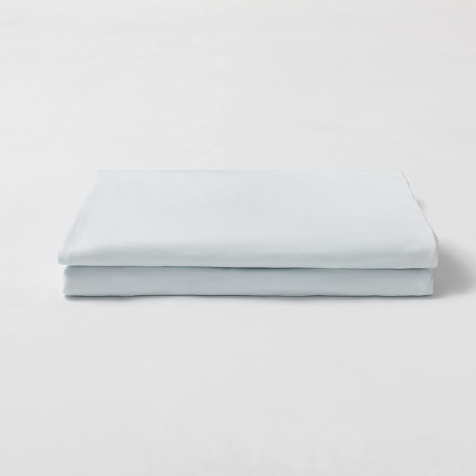 2-Pack Stretch Pillow Cases - Jersey Knit & Envelope Closure Pillowcases with Ultra Soft T-Shirt Like Polyester Blend - Suitable for Queen or Standard Size Set of 2, Light Blue