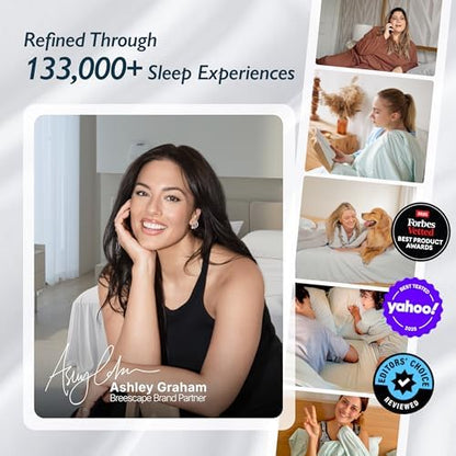 Breescape Cooling Comforter Blanket - BlendTek Q-Max>0.46 Tech, Cooling Blanket for Hot Sleepers & Night Sweats Relief, Breathable Lightweight Summer Bedding, Queen 96x96 Inches, Snow White