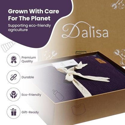 Dalisa 100% Organic Turkish Cotton Throw Blanket - GOTS Certified, Cozy - Perfect for Couch, Bed, and Home Decor - Boho Vintage Knit Alina (Sweet Grape, 60x80)