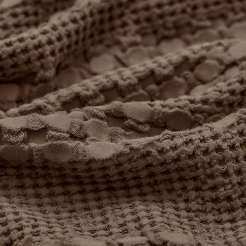 PHF Cotton Waffle Pillow Shams Standard Size 20"x26", Chocolate, No Insert
