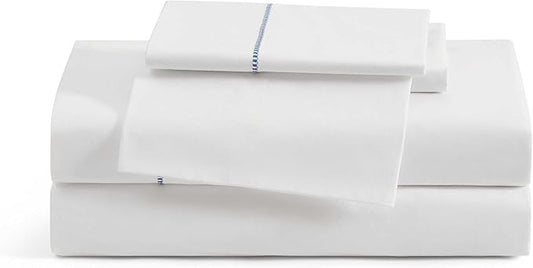 Tommy Bahama - King Sheet Set, Crisp & Cool Cotton Percale Bed Sheets, Deep Pockets, Bedding with Matching Fitted Sheet & Pillowcases (Boardwalk Blue)