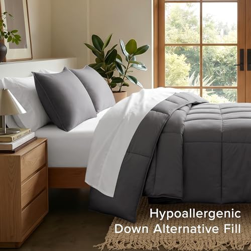 Bare Home Comforter Set (Oversized Queen, Forged Iron Grey)