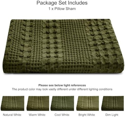 PHF 100% Cotton Waffle Body Pillowcase with Zipper, 1 Pack 20" x 54" Soft Skin-Friendly Pillow Sham, No Filling, Aesthetic Woven and Breathable Waffle Weave Body Pillow Cover for Bed, Capulet Olive
