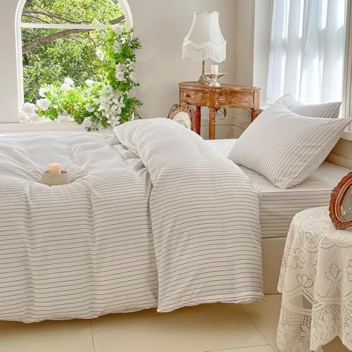 NSNLGSGC Black & White Striped Duvet Cover Set, Queen