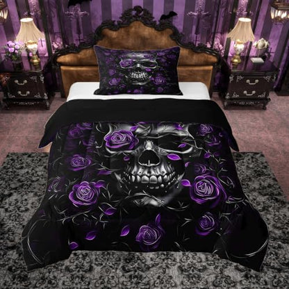 Feelyou Gothic Skull Comforter Set Toddler Size Bedding Set