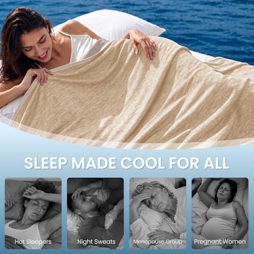 Topcee Cooling Blanket (90"x90"Queen Size) for Night Sweats Absorbs Heat to Keep Adults Cool on Warm Nights, Q-Max 0.5 Cooling Blankets for Hot Sleepers, Ultra-Cool Lightweight Blanket for Bed