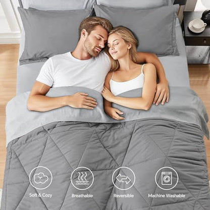 BEDELITE California King Size Comforter Set 7 Pieces Bed in A Bag - Soft Microfiber Reversible Cal King Grey Bed Set with Comforters, Sheets, Pillowcases & Shams, Cozy Bedding Sets for All Season