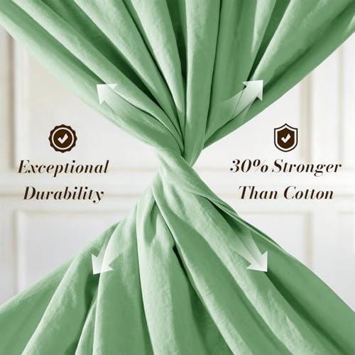 SONORO KATE 100% French Linen King Size Sheets Set,Natural Flax Bedding