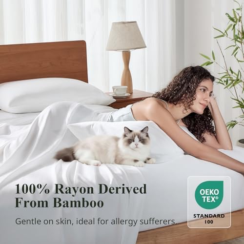 Bamboo Viscose Sheet Set Cooling Twin Size, Sheets Bed Set 3pcs