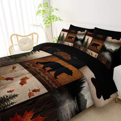 QOOMO Western Rustic 7 Pieces Comforter Set Queen Size,Hunting Bedding Set