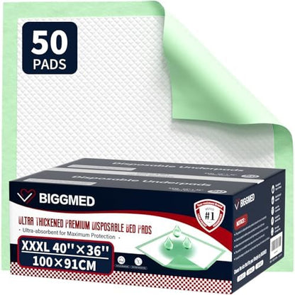 BIGGMED Extra Large Chucks Pads Disposable Adult 40'' X 36'', 50 Pads