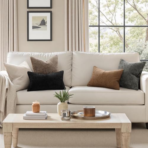 MIULEE Dercorative Lumbar Throw Pillow Covers 12x20 in Golden Brown 2 Pack