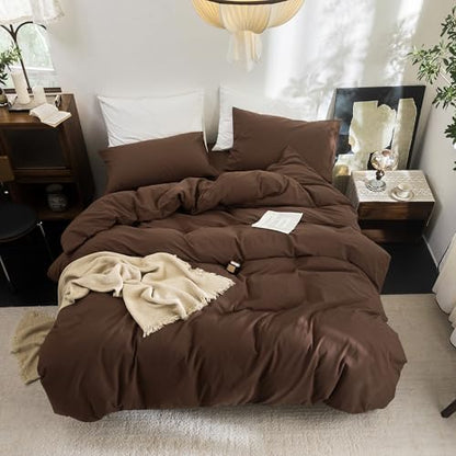 FOSSA Duvet Cover Set 100% Washed Cotton Linen Feel Oversized King