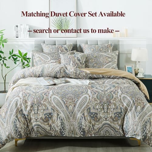 FADFAY Paisley Sheets Set Full Classic Boho Paisley Bedding Luxurious Bohemian Damask Paisley Bed Sheet Set Breathable 100% Egyptian Cotton 800 Thread Count Deep Pocket Fitted Sheet 4Pcs, Full Size