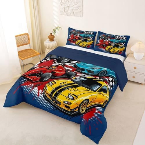 Feelyou Race Car Comforter Set Full Size for Boys Girls