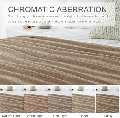 Chenille Throw Blanket for Couch 60" x 80" Twin, Taupe