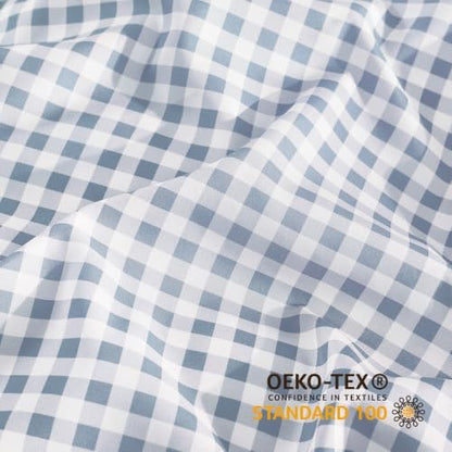 Andency Gingham Duvet Cover Twin Size, Misty Blue Checkered Plaid Bedding Set with Zipper Closure & Corner Ties, 2 Pieces Soft Prewashed Microfiber Comforter Cover for Dorm Kids