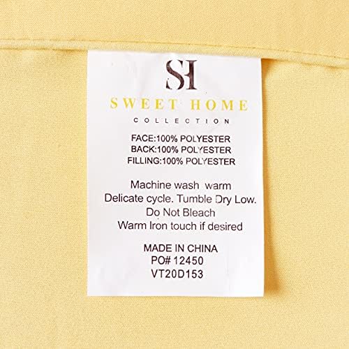 Sweet Home Collection 7 Piece Comforter Set Bag Solid Color All Season Soft Down Alternative Blanket & Luxurious Microfiber Bed Sheets, Yellow, Queen
