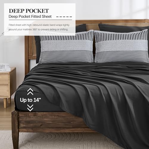 Kids Comforter Sets for Boys&Girls,Dark Gray Striped Comforter Full Size