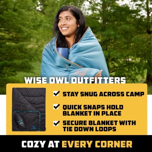 Wise Owl Outfitters Camping Blanket, Packable Puffy Quilt for Backpacking