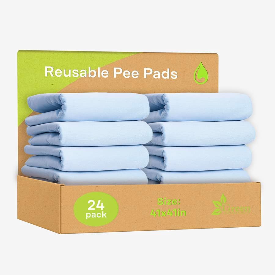 GREEN LIFESTYLE Washable Underpads - Large Bed Pads for use as Incontinence Bed Pads, Reusable Pet Pads, Great for Dogs, Cats, Bunny, Seniors Bed Pad (Pack of 24 - 41x41)