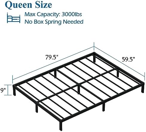 DiaOutro 9 Inch Queen Bed Frame Heavy Duty Low Profile Metal Platform