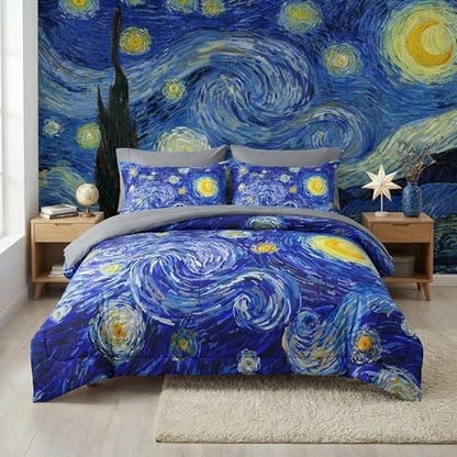 Pamnest King Comforter Set with Sheets, 7 Pieces Moon Starry Bedding