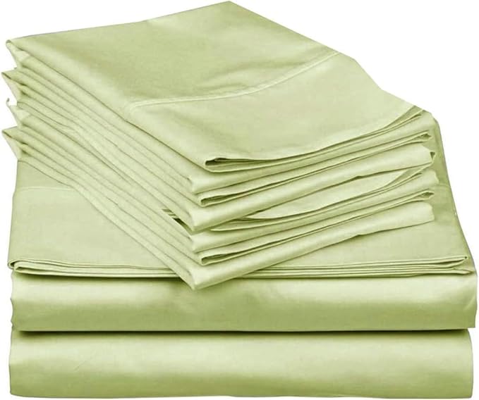 Mattress-Homes 6 Piece King Sheet Set, Hotel Luxury Collection, 100% Egyptian Cotton, 18 Inch Deep Pocket Fitted Sheet, Soft & Cool, Breathable Bedding with 4 Pillowcases in Sage Solid