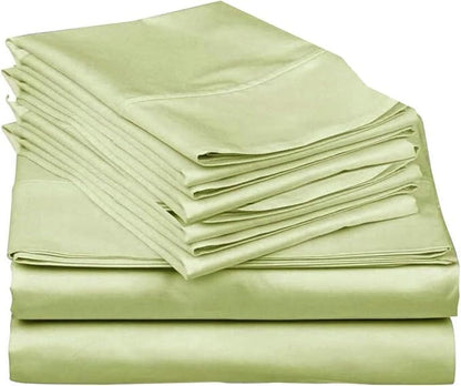 Mattress-Homes 6 Piece King Sheet Set, Hotel Luxury Collection, 100% Egyptian Cotton, 18 Inch Deep Pocket Fitted Sheet, Soft & Cool, Breathable Bedding with 4 Pillowcases in Sage Solid