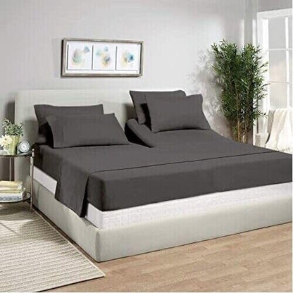 Top Split King Sheets Sets for Adjustable Bed, 4 Pcs Deep Pockets Double Brushed Microfiber Sheets, 34 Inch Split Top Fitted Sheet, 1 King Flat Sheet and 2 Pillowcases - Plum