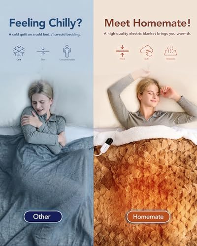 Homemate Heated Electric Throw Blanket 50"x60" Faux Fur Heating Blankets