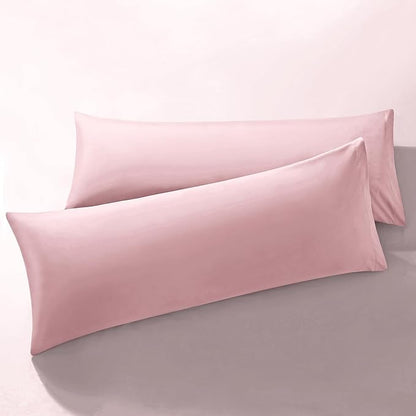 MILVOWOC 2Pcs Brushed Microfiber Body Pillowcases - 20 x 55 Inch, Dusty Pink Pillow Case Set Non Slip Envelope Pillow Cover with Moisture Absorption and Anti-Wrinkle