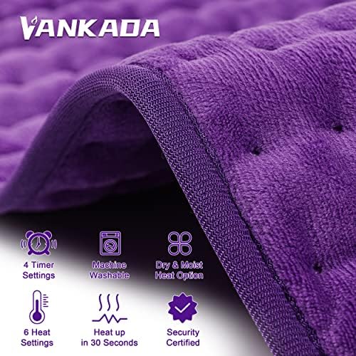 Heating Pad Electric Heat Pad, Hot Heated Pad,Multiple Temp and Timer Settings,Suitable for Shoulders, Neck, arms, Abdomen, Back, Legs, etc (Deep Purple, 33"X17")