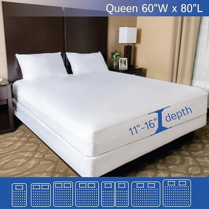 Queen Size Mattress Protector Waterproof Zippered Cover Premium Quality Encasement White