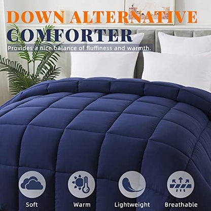 Down Alternative Comforter Navy Blue King Size - All Season Duvet Insert