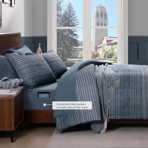 Full Size Comforter Set Striped Lake Blue Coastal 7 Pieces Bed in a Bag