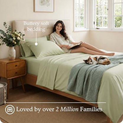 Threadmill 600 Thread Count Cotton Full Sheet Set, Sateen, Sage Green