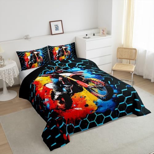 Feelyou Racing Motocross Rider Kids Bedding Set Boys Girls Full Size