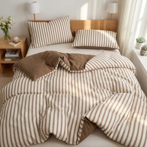 Nayoroom Brown Striped Comforter Set King Mocha Stripe Bedding