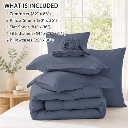 Anluoer Full Size Comforter Sets, 7 Piece Bed in a Bag Full Bedding Sets