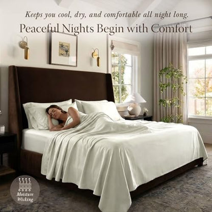 Threadmill 400TC Egyptian Cotton Twin XL Sheet Set, Sateen, Cream, 3-Piece