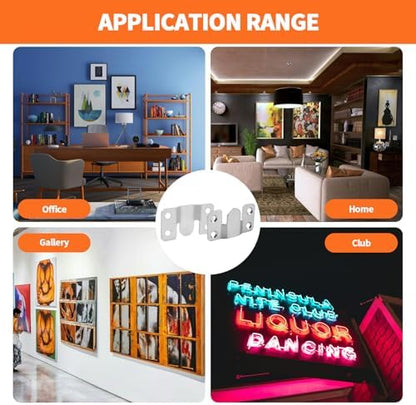 4 Pairs Stainless Steel Flush Mount Bracket, Interlocking Heavy Duty Photo Frame Hook, Interlocking Furniture Connector for Hanging Headboards Large Picture Display Wall Mount Hardware