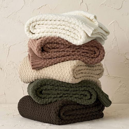 EVERGRACEHOME Chunky Chenille Knit Throw Blanket, 50 x 60, Cocoa Brown