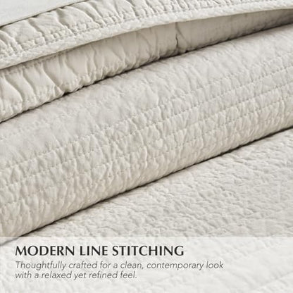 EVERGRACEHOME 100% Cotton Quilt Set Oversized Cal King, Birch