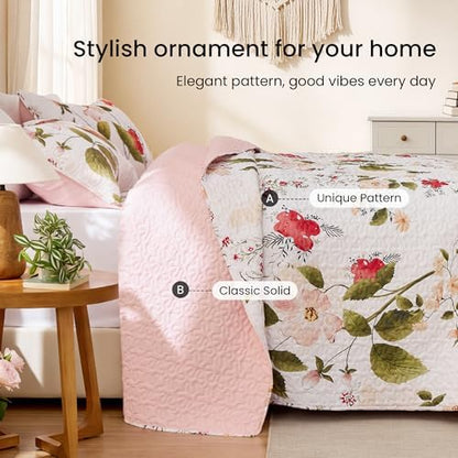 EXQ Home Printed Quilt Set Full Queen Size Monet Graden Bedspread Set